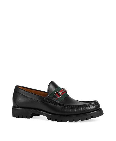 mens gucci moccasin loafers leisure flat|gucci lug sole loafers.